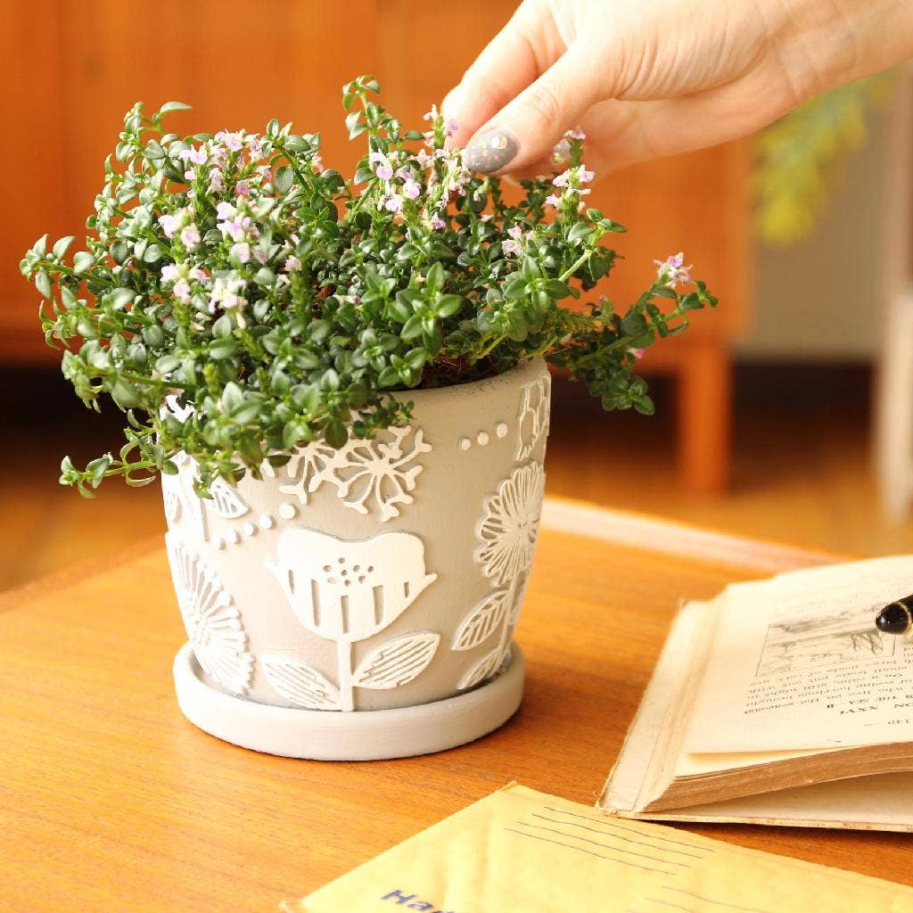 Floral Designed Cement Planter