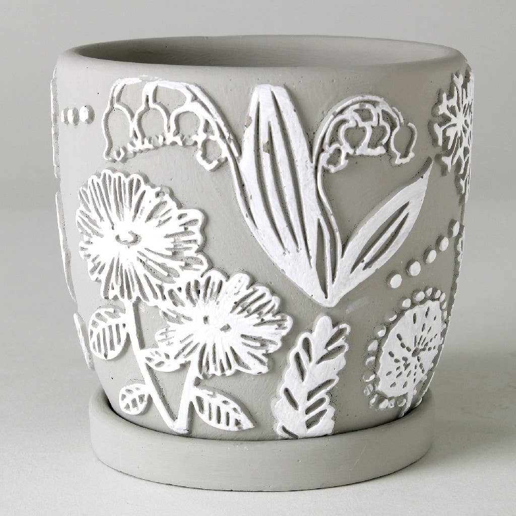 Floral Designed Cement Planter