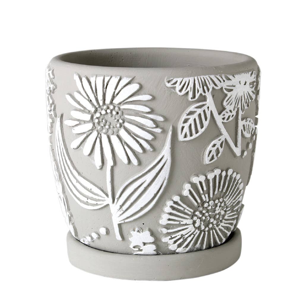 Floral Designed Cement Planter