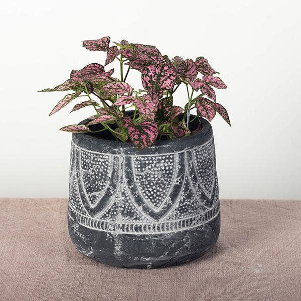 Large Black and White Boho Planter